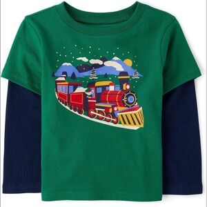 Children's Green Train Adventure Long Sleeve Tee